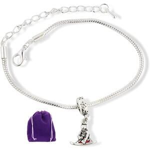 Snowboarder with Red Snowboard Snake Chain Charm Bracelet